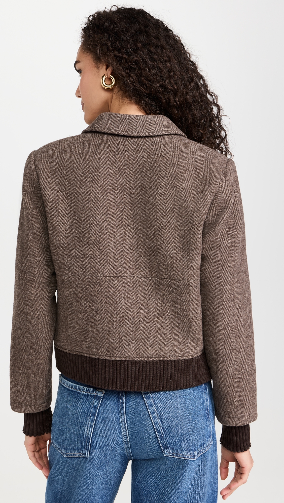 The City Bomber Jacket Chocolate Herringbone