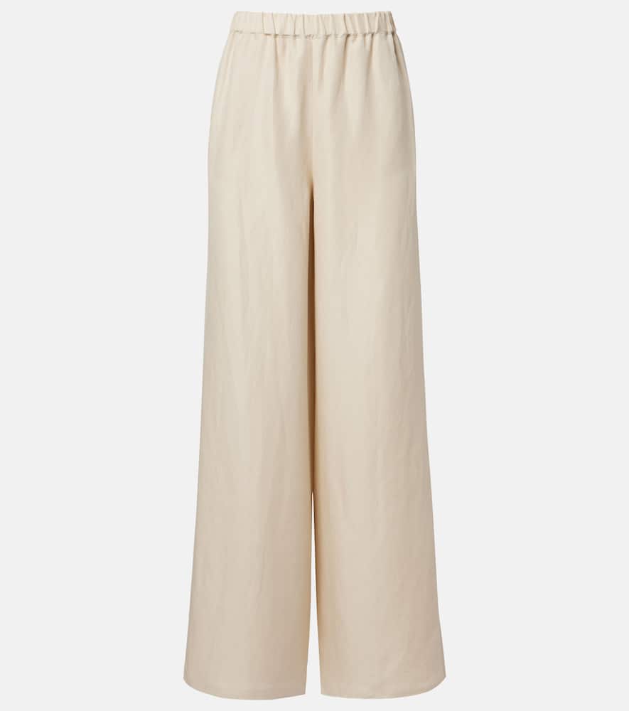 Oro linen and silk wide-leg pants