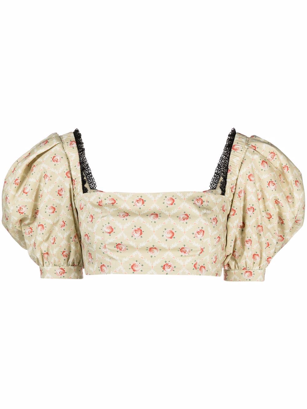 Floral-print cropped top - Neutrals