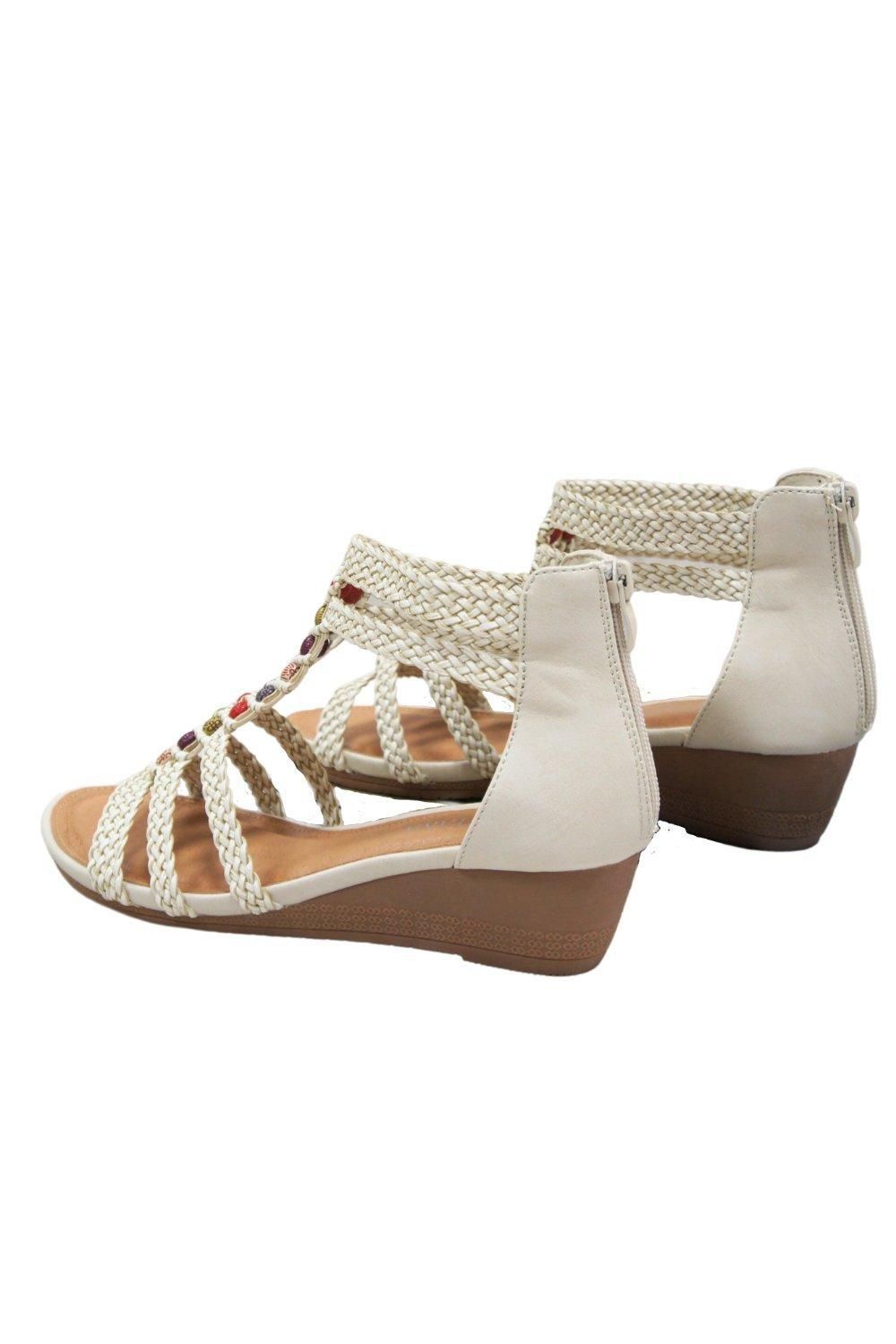 IVACHY Women's Summer Braided Sandals in Beige
