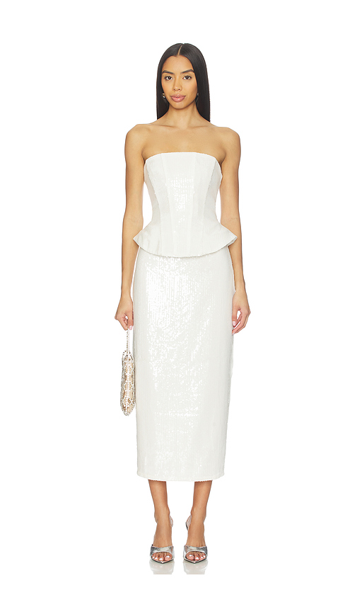 Lovers and Friends Alexia Sequin Midi Dress in White. L. Also in XXS, XS