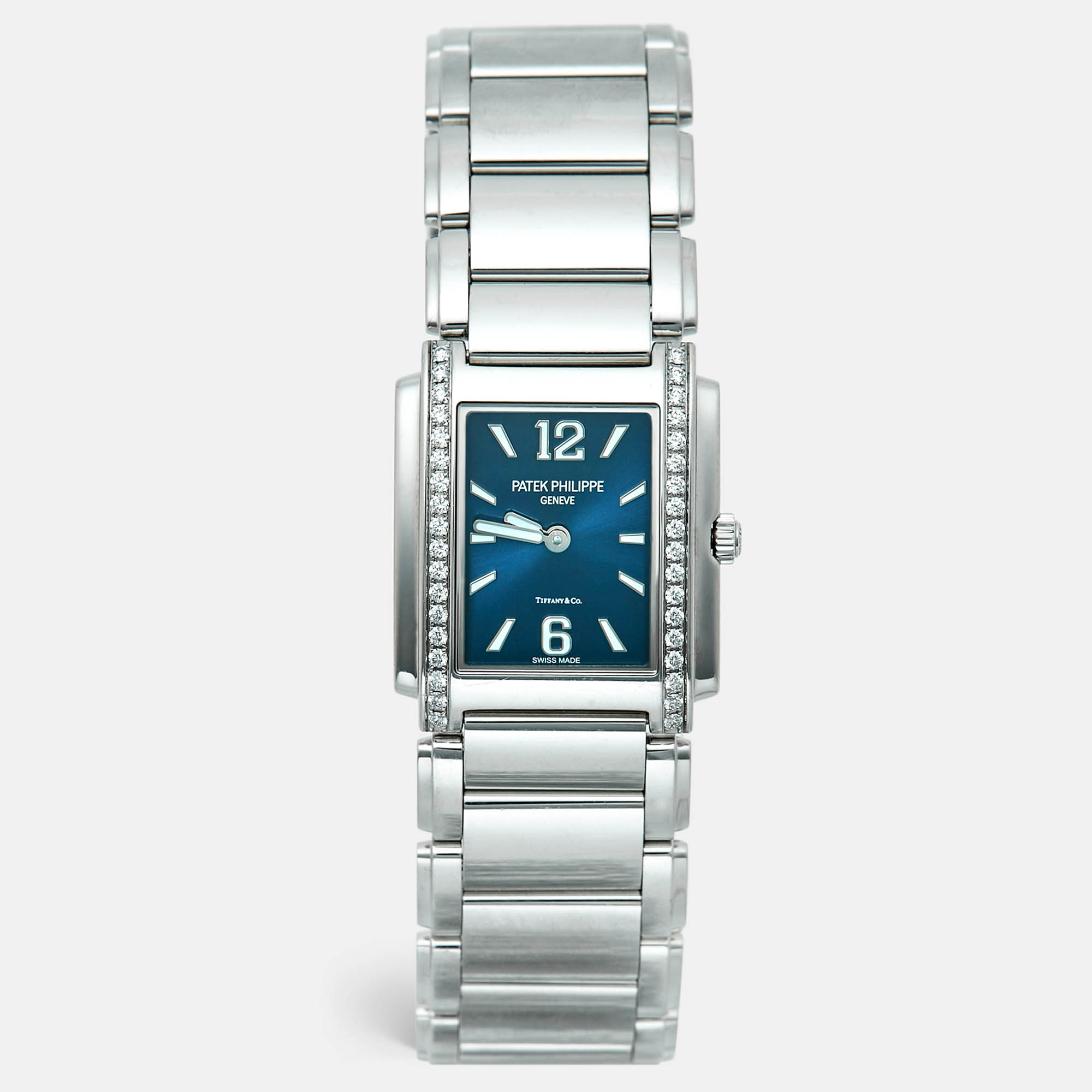 Patek Philippe Twenty-4 4910/1200A-001 Blue Tiffany & Co Dial Diamonds Stainless Steel Women's Wristwatch