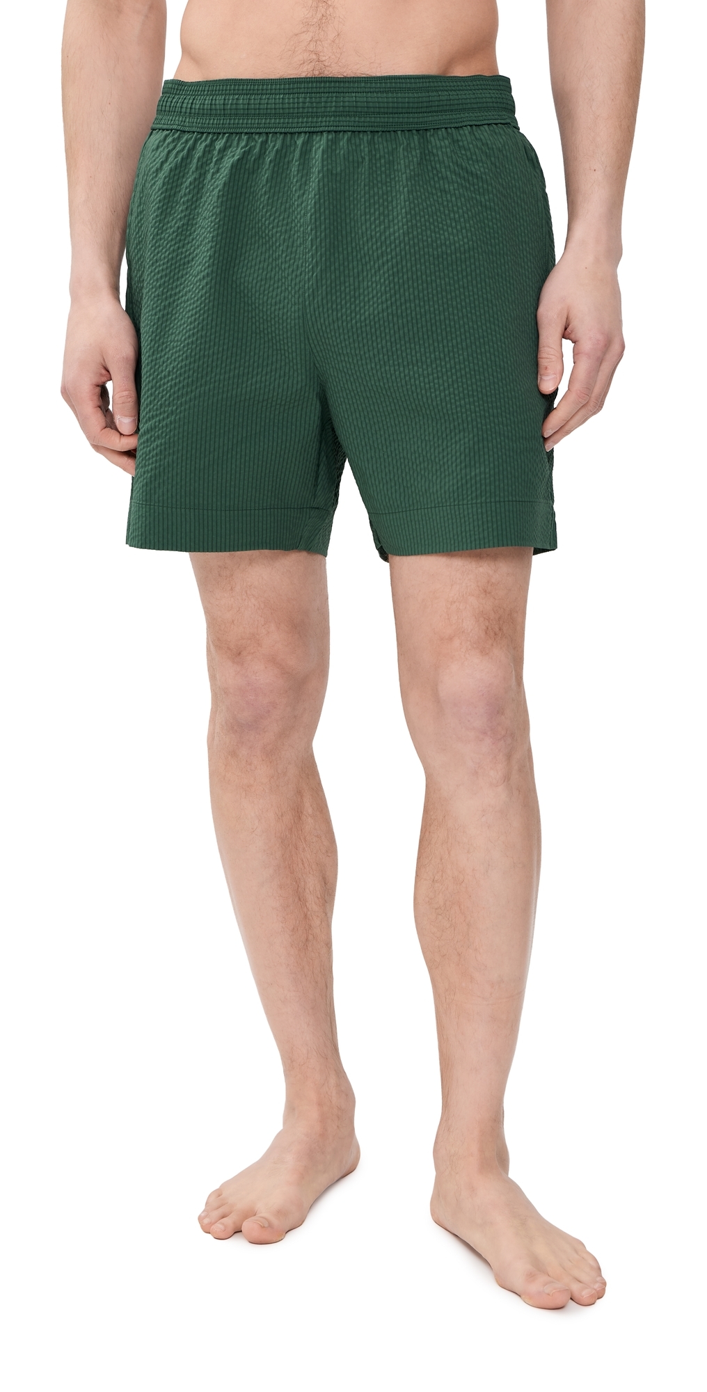 Seersucker Swim Shorts Bottle Green
