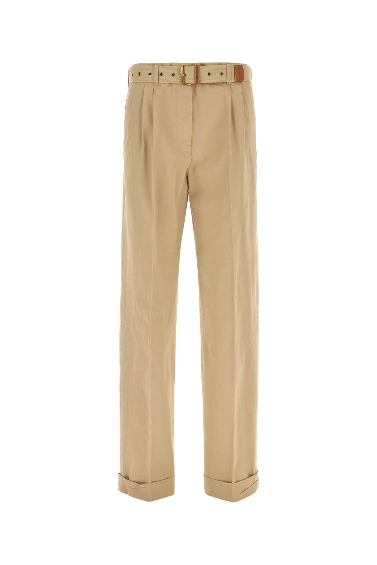 Recycled Cotton Trousers — Beige
