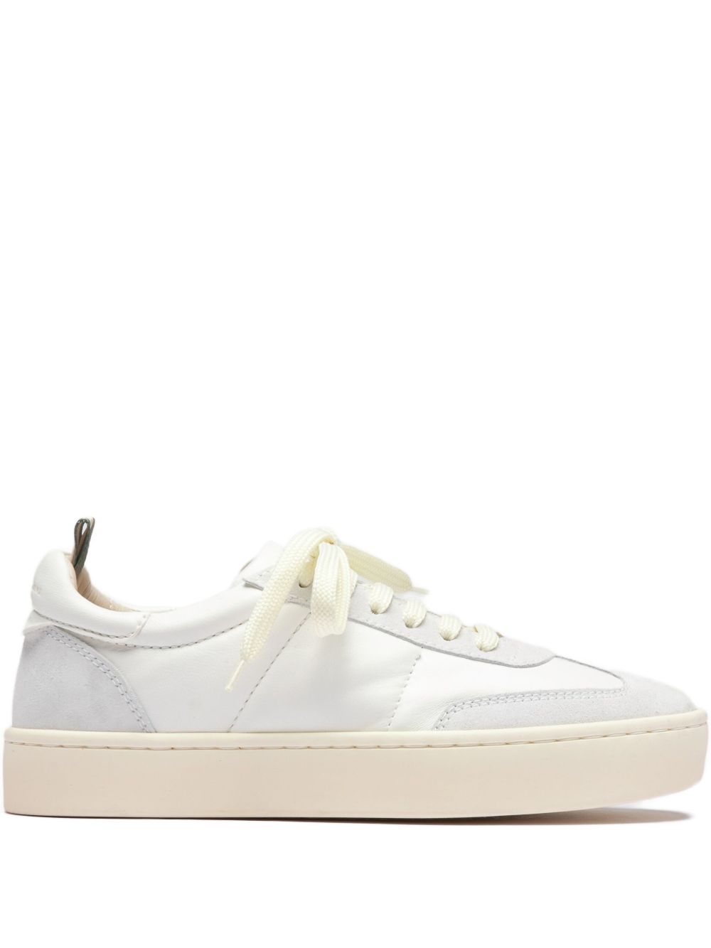 Kombined leather lace-up sneakers - Neutrals