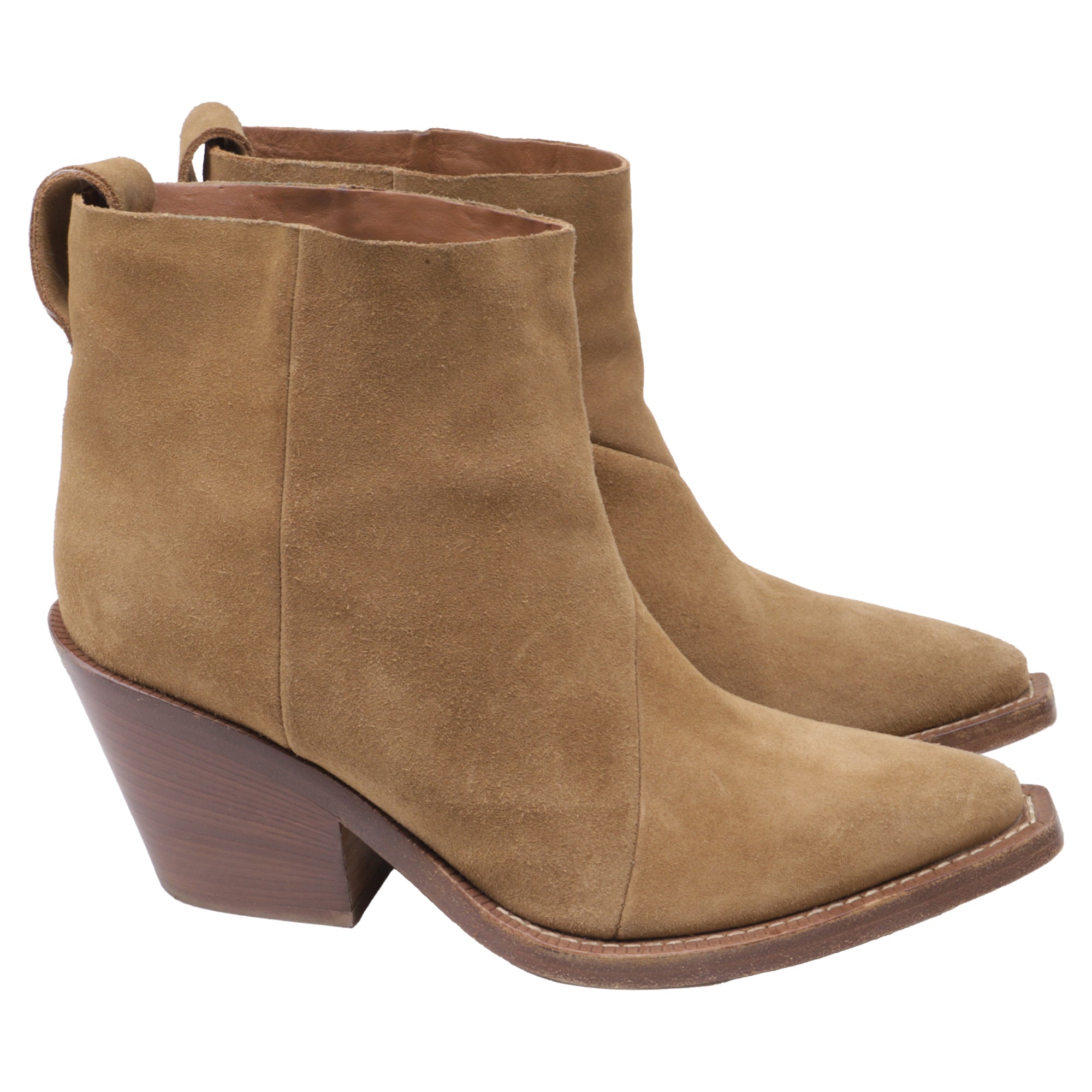 Donna Western Ankle Boots in Brown Suede
