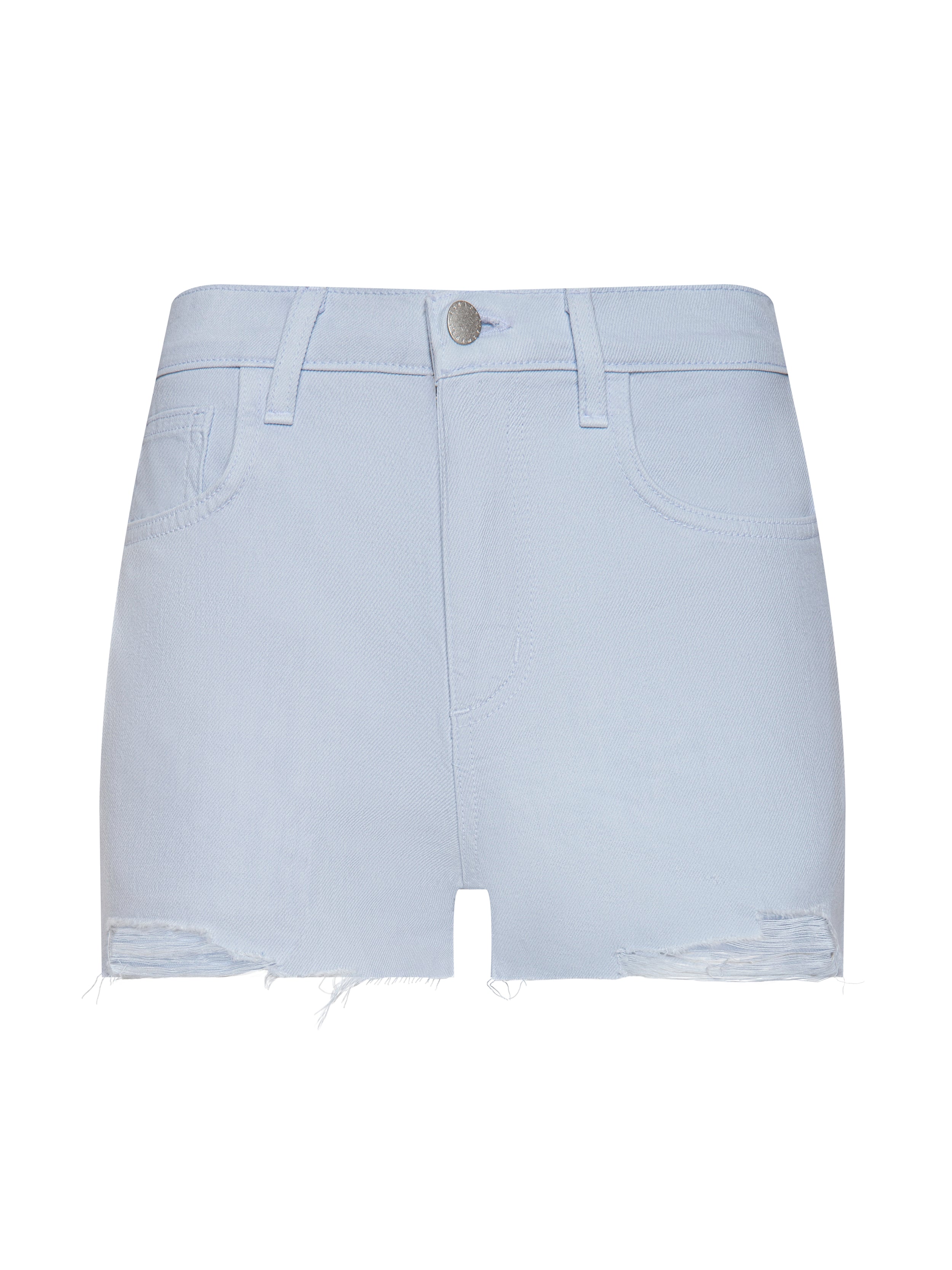 Beck Raw-Hem Jean Short In Pale Mist Blue Destruct