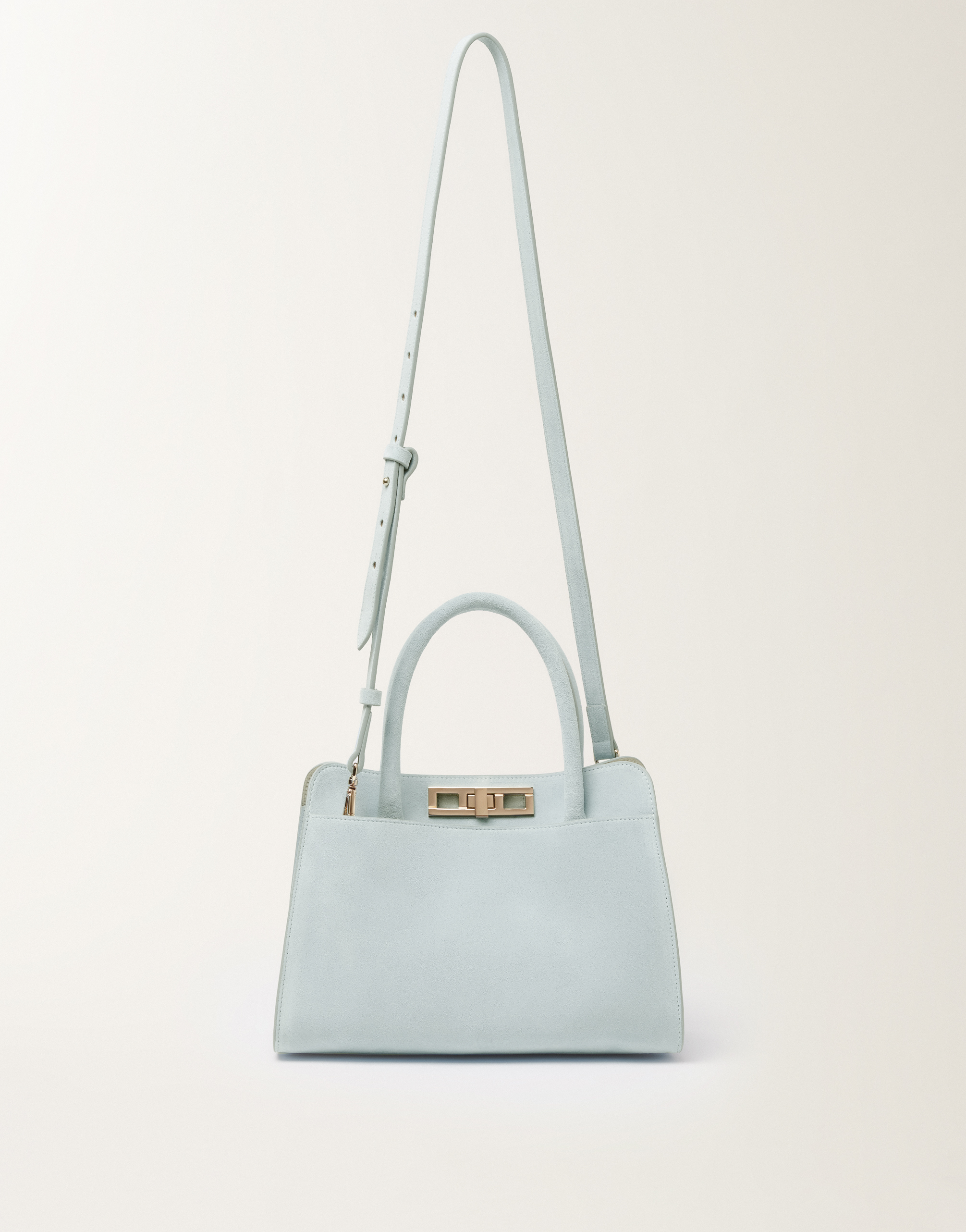 Suede handbag, aqua