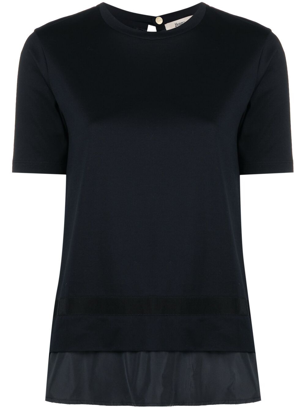 Layered short-sleeve cotton top - Black