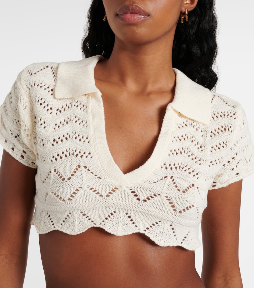 Coco knitted cotton-blend crop top