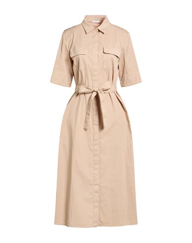 Easy Woman Midi dress Sand Size 6 Cotton, Polyamide, Elastane