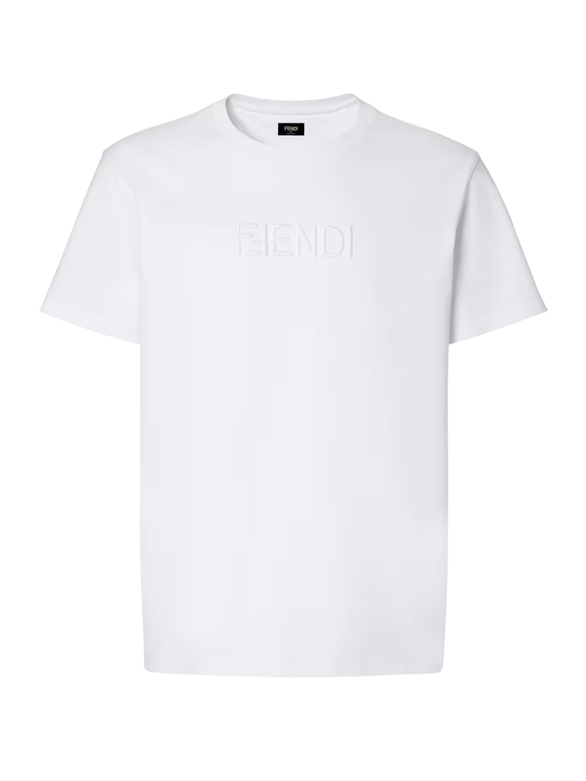 Cotton T-Shirt with Decorative Neck and FF Logo - Men's