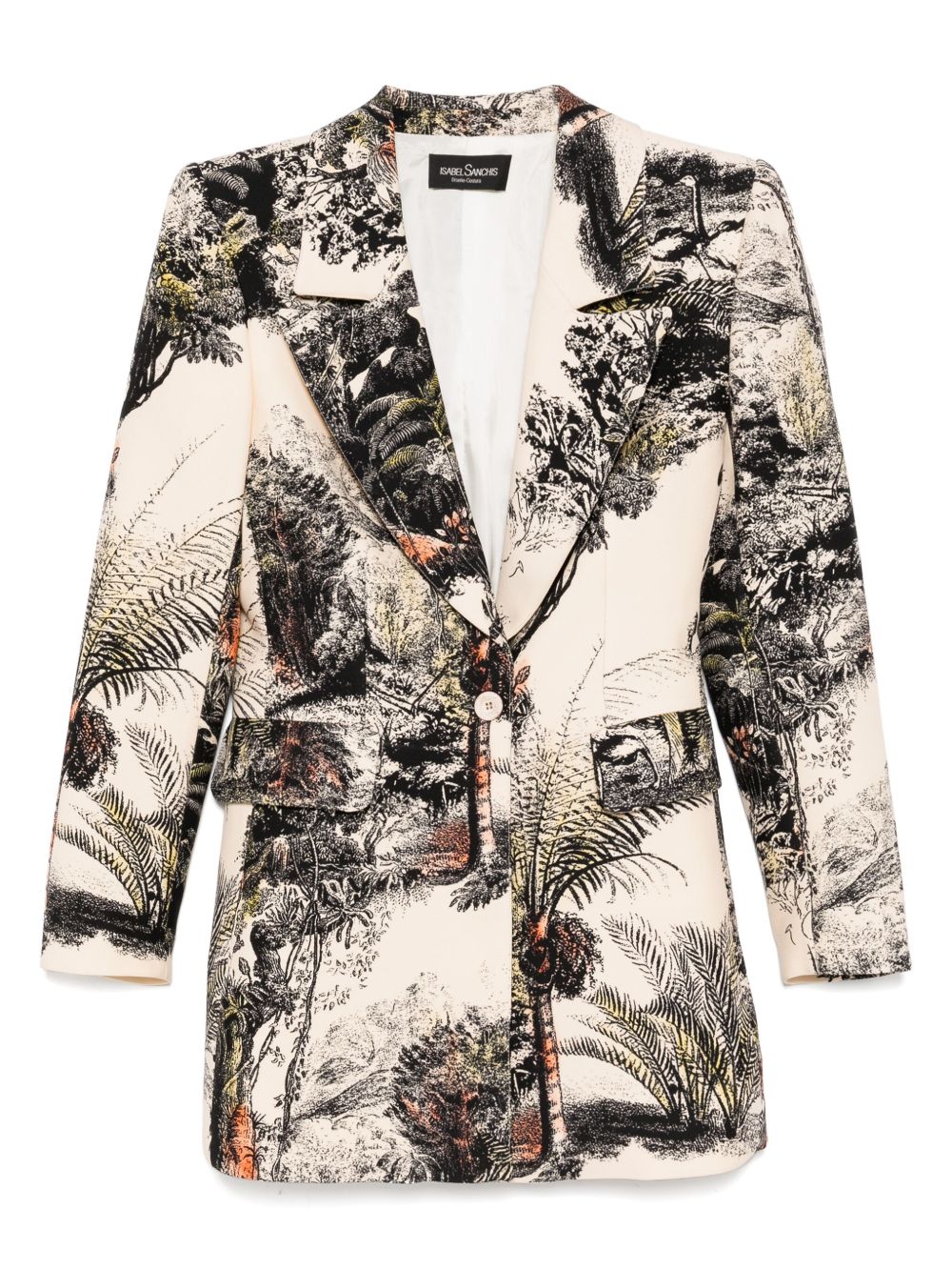 Landscape print long blazer - Neutrals