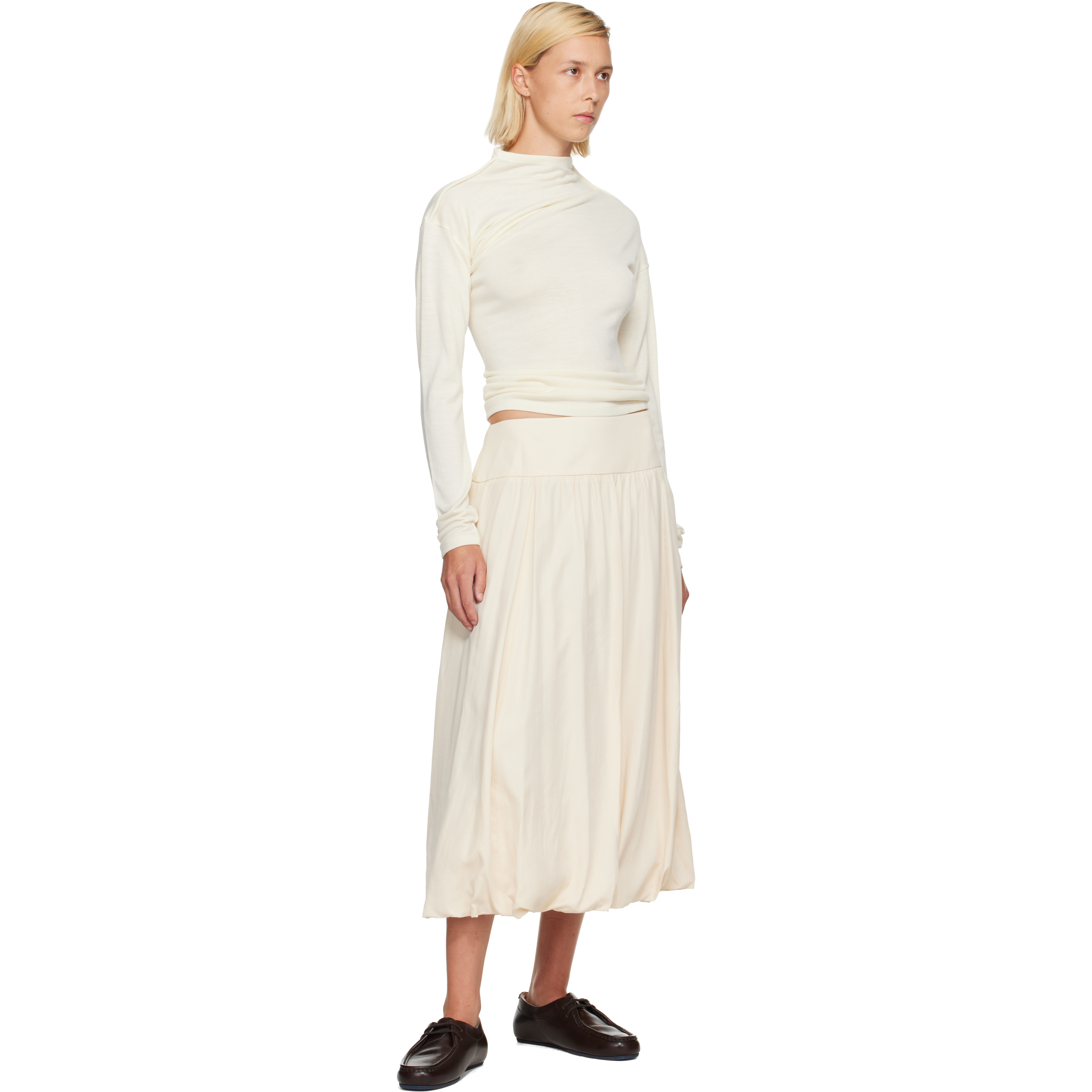 Off-White Wool Blend Draped Knit T-shirt