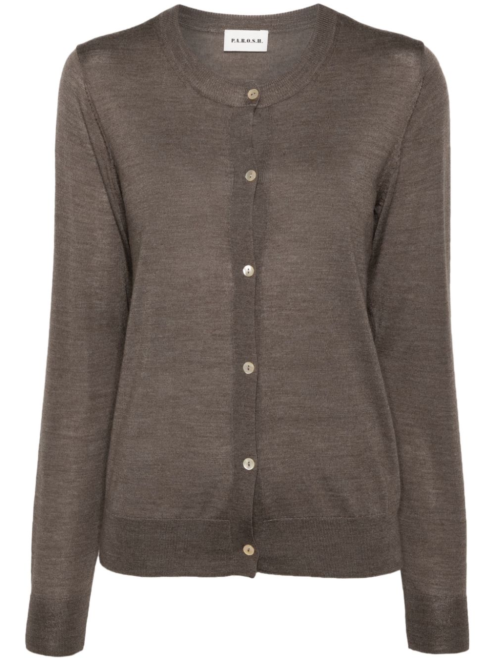 Fine-knit cardigan - Brown