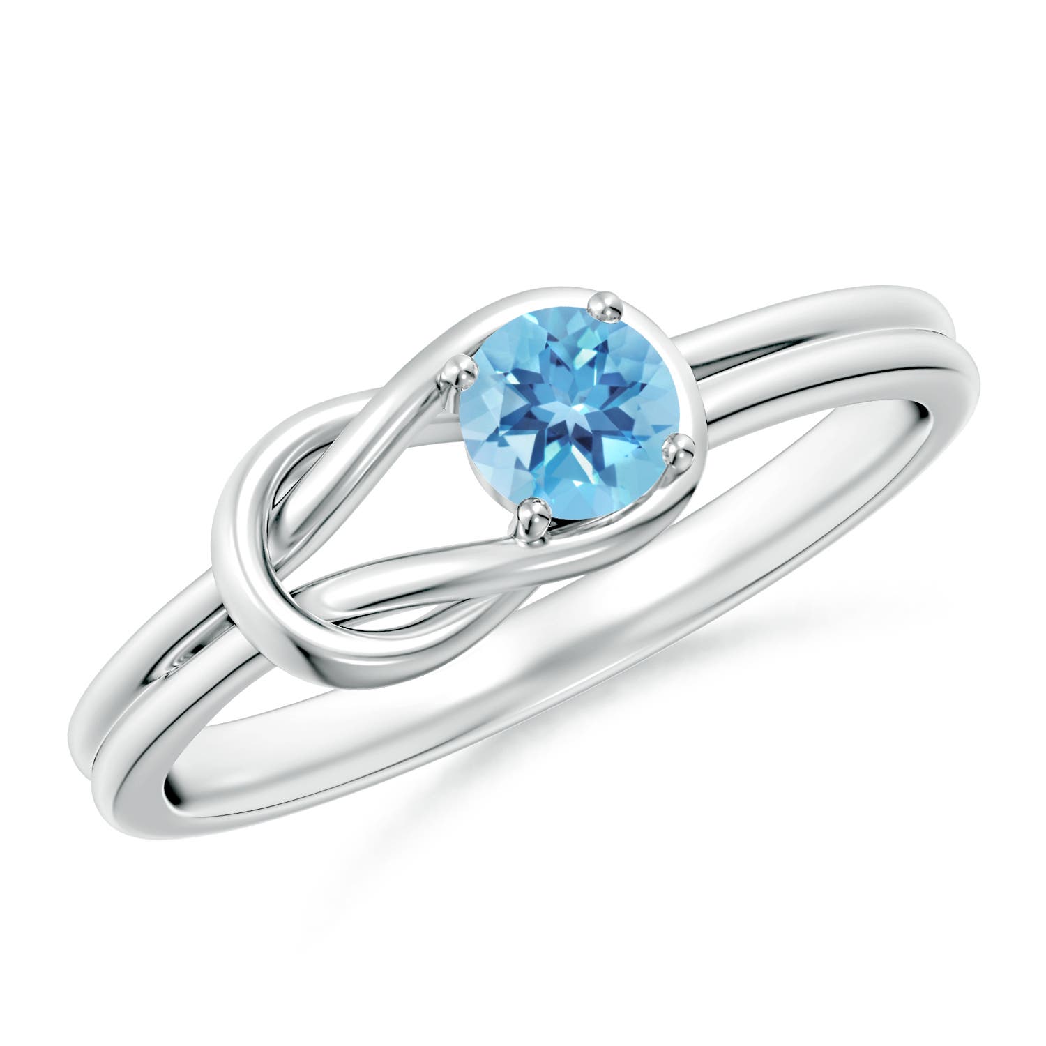 Angara 0.32 Carat Solitaire Swiss Blue Topaz Infinity Knot Ring in Platinum