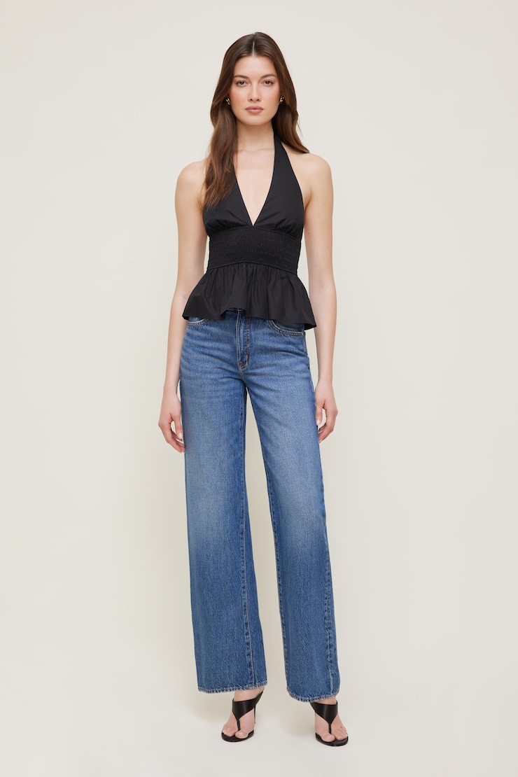 Gemma Poplin Halter Top - Black - Women Clothing