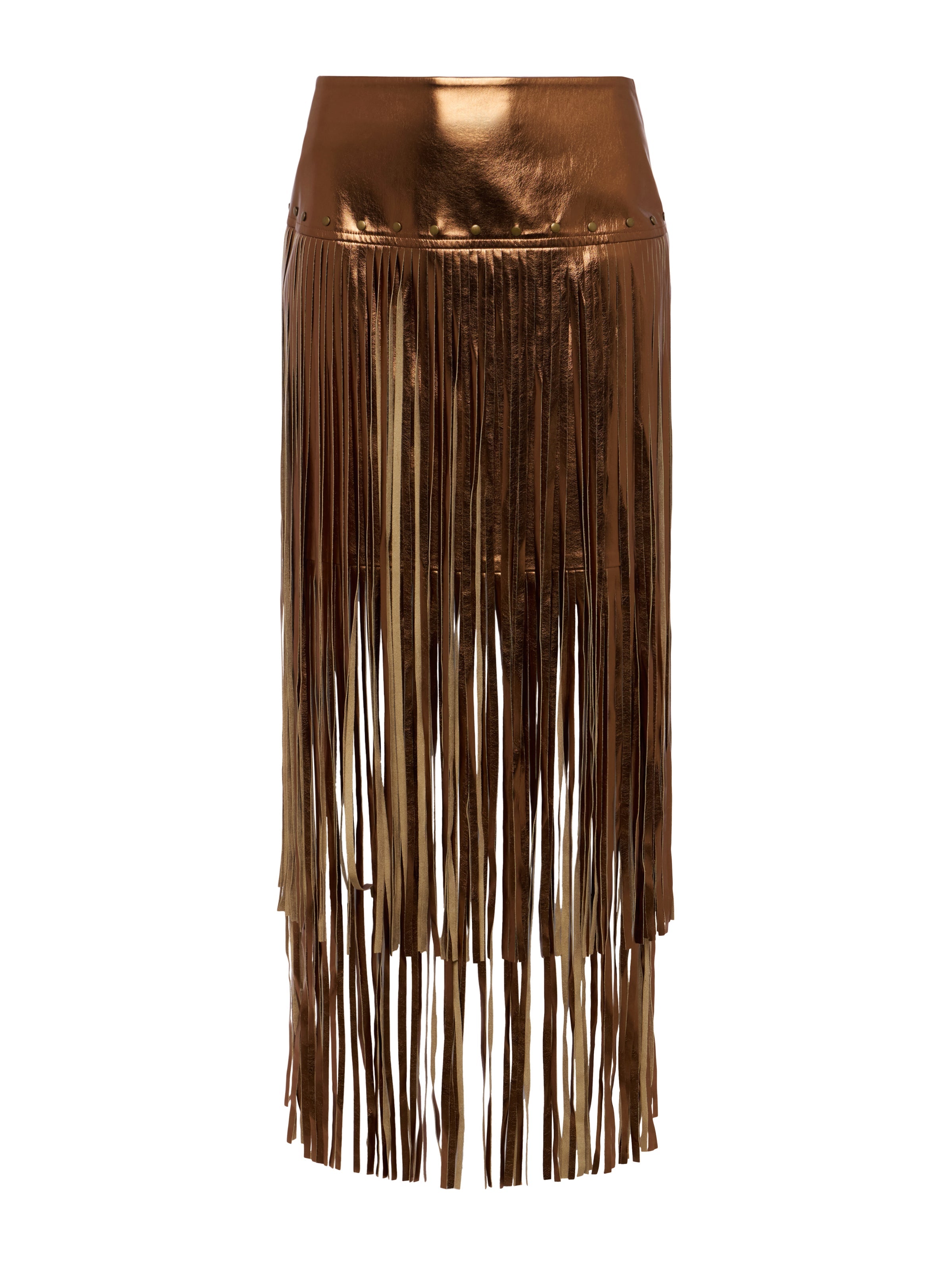 Karolina Fringe Skirt In Metallic Bronze Gold