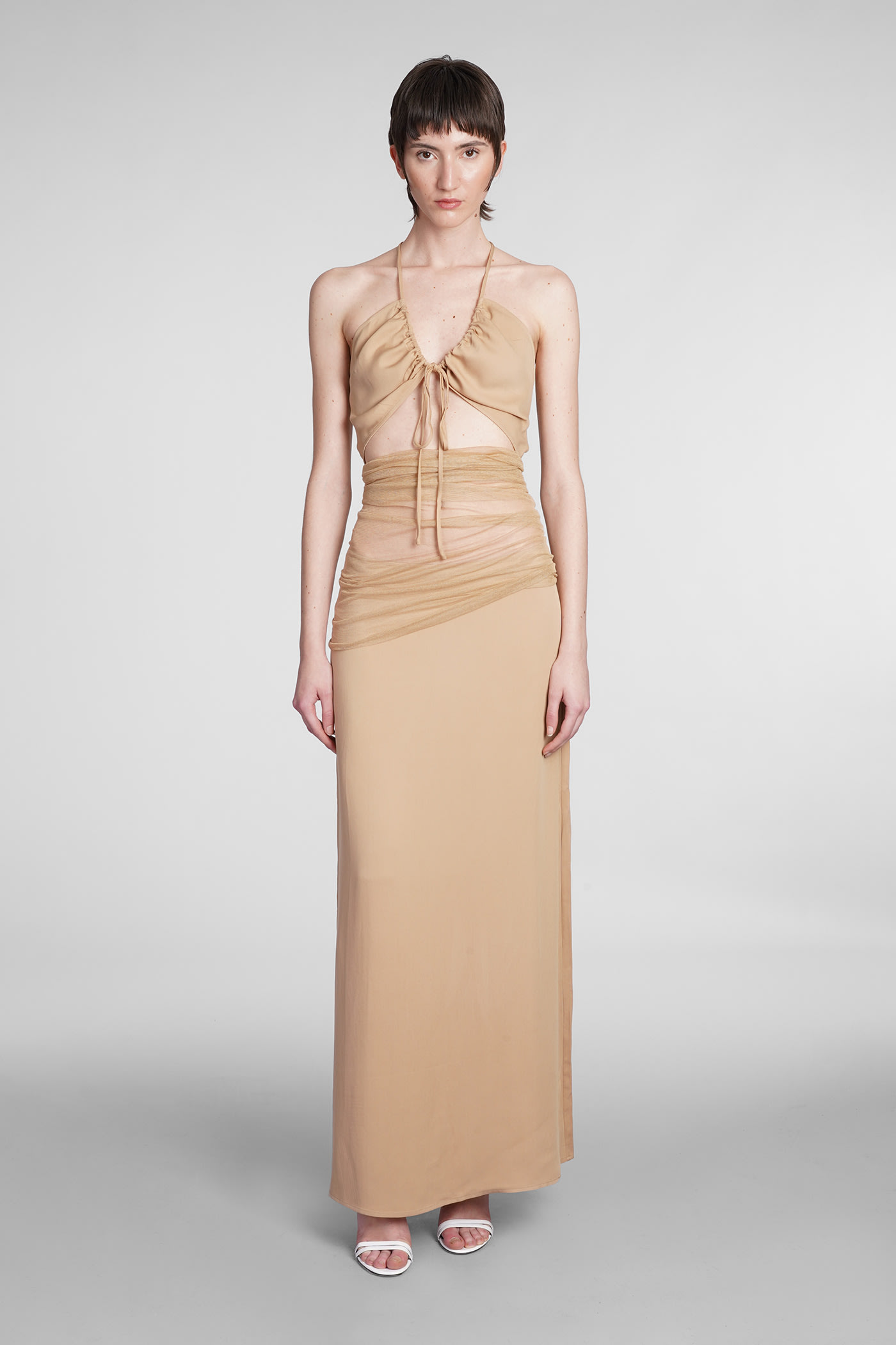 Dress In Beige Silk