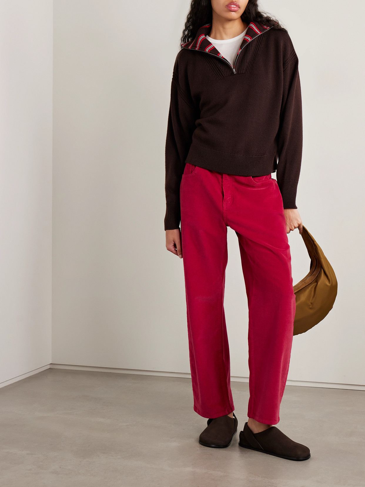 Marilyn Cotton-blend Corduroy Wide-leg Pants - Red