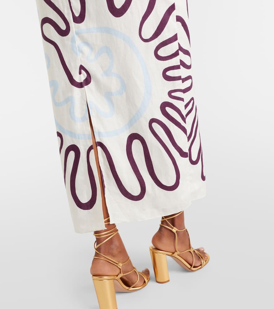 Clara cutout printed linen maxi dress