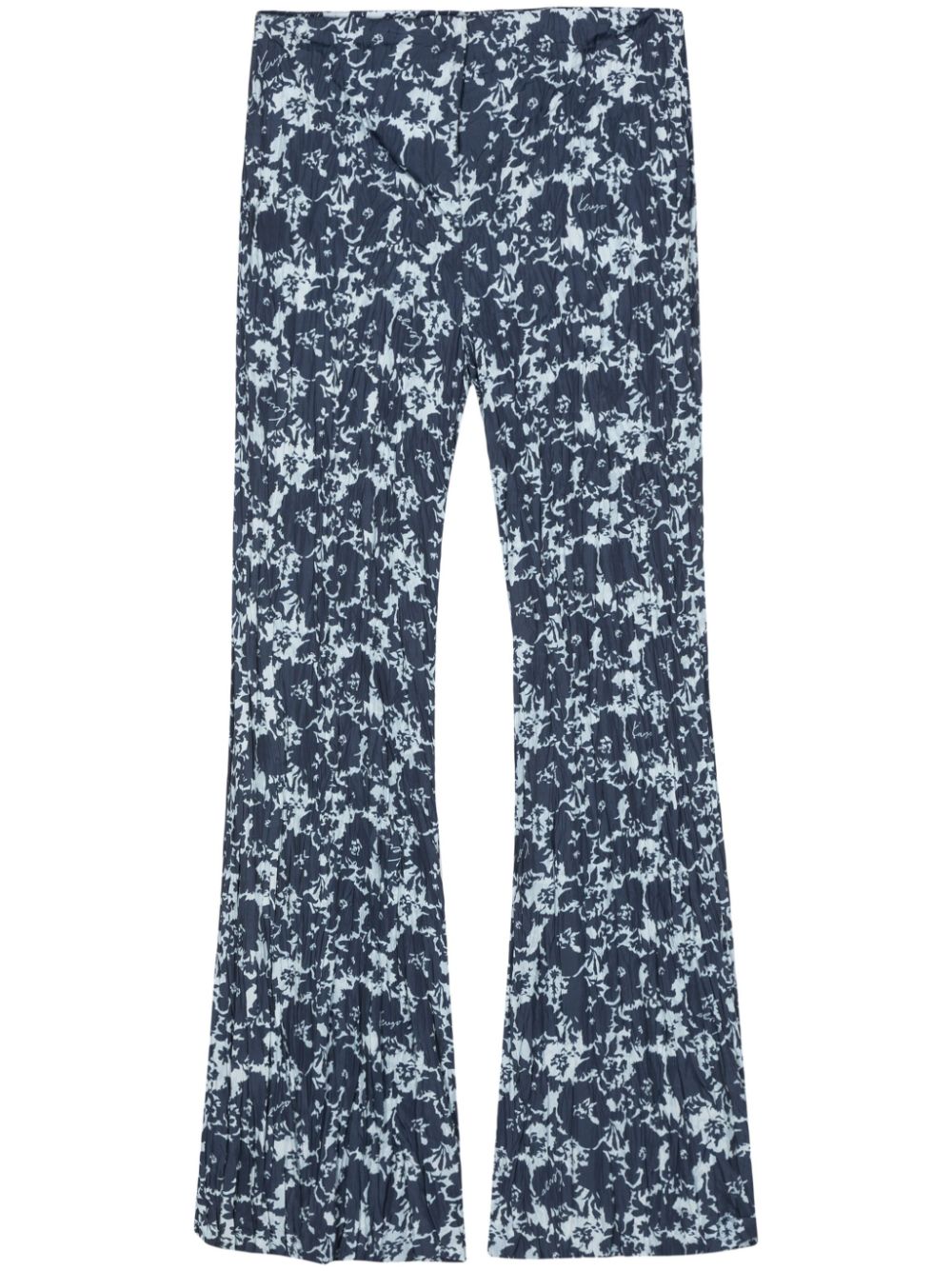 Flower Camo flared trousers - Blue