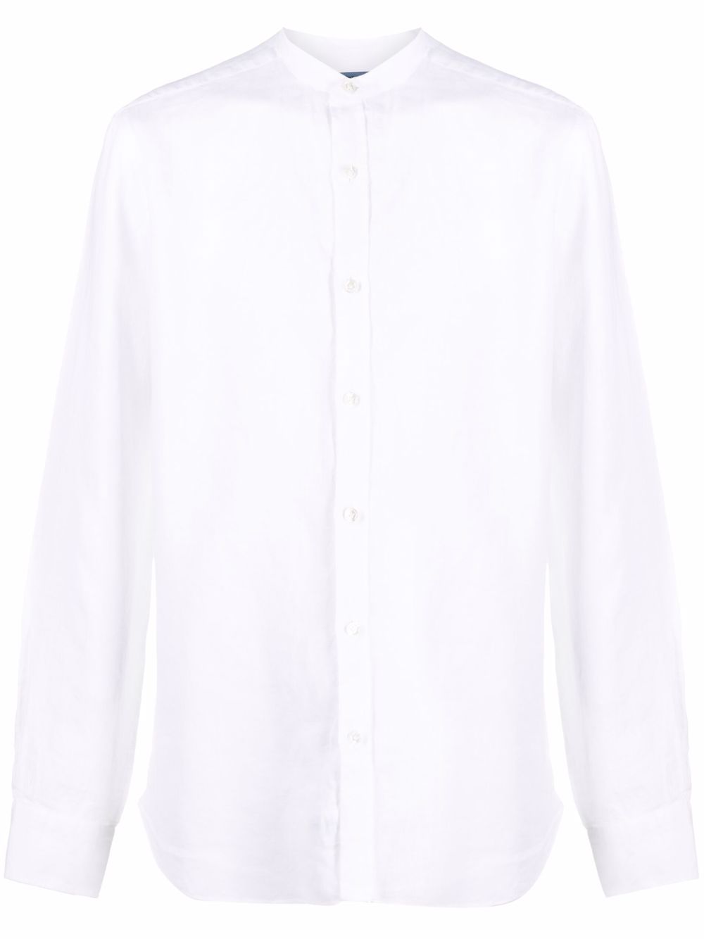 Band collar linen shirt - White