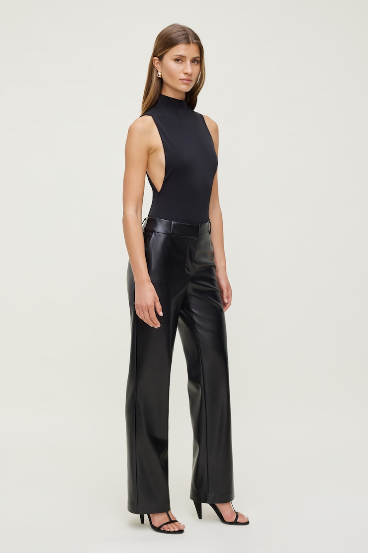 Camelia Straight Leg Faux Leather Pants - Black - Women Clothing