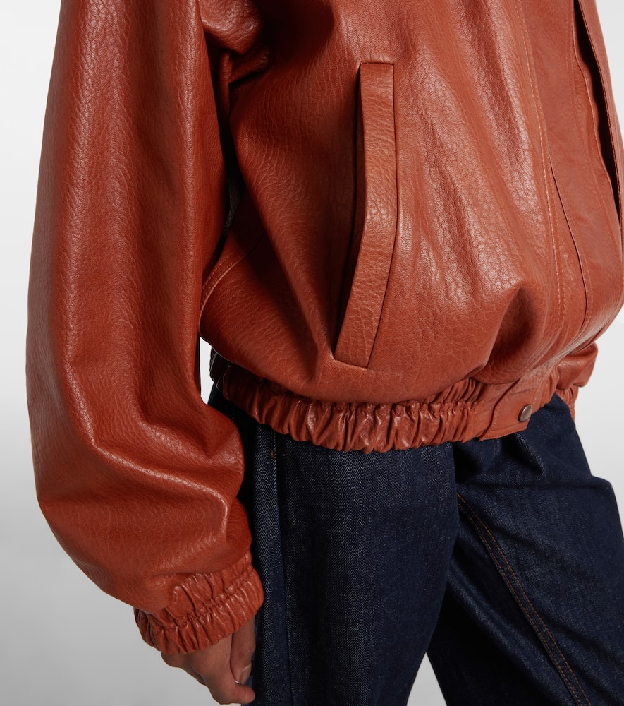 Leather blouson jacket
