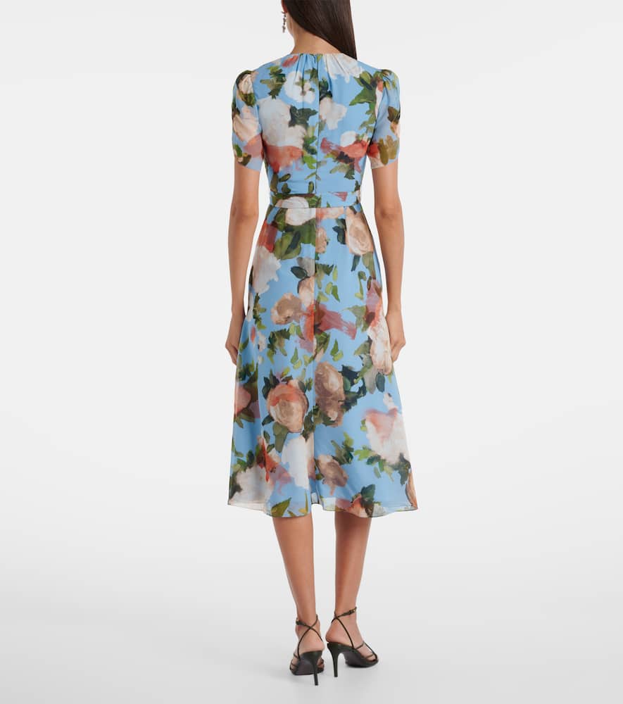 Floral silk voile midi dress