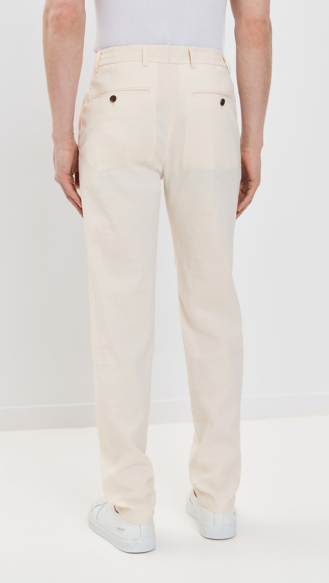 Theory Good Crunch Linen Curtis Drawstring Pants Egg Shell