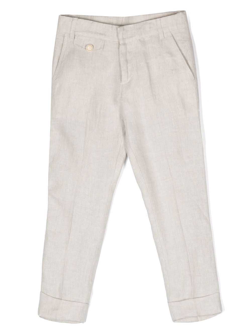 Slim-fit linen trousers - Neutrals
