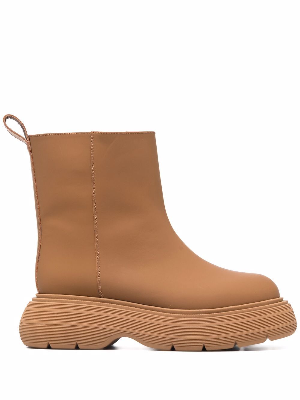 Chunky sole leather ankle boots - Brown