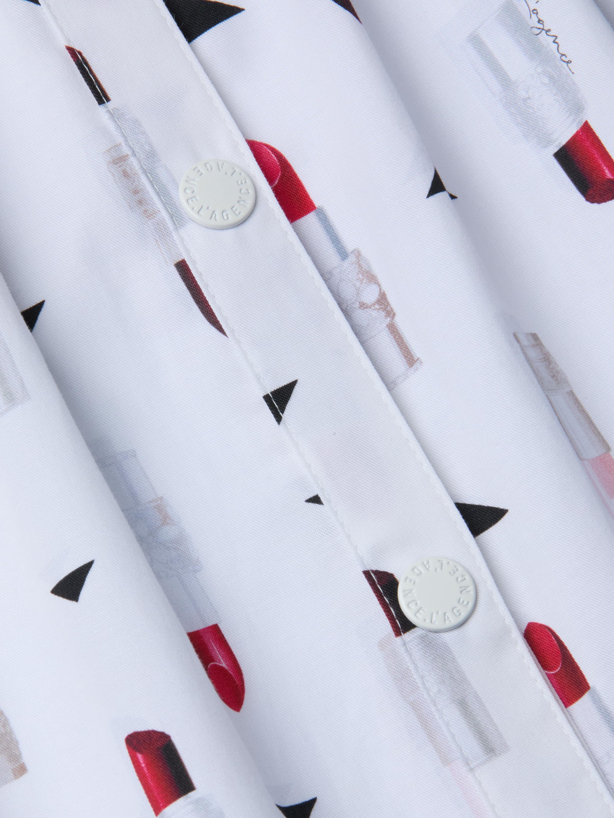 Seina Poplin Midi Skirt In Ivory Multi Lipstick Geo