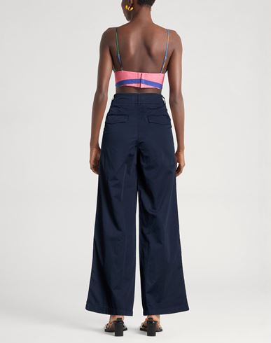 Woman Pants Navy Size 12 Cotton, Linen, Elastane