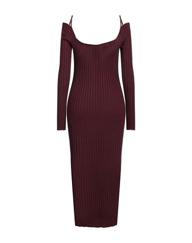 Philosophy Di Lorenzo Serafini Woman Midi dress Burgundy Size 6 Lyocell, Virgin Wool, Polyamide, Elastane