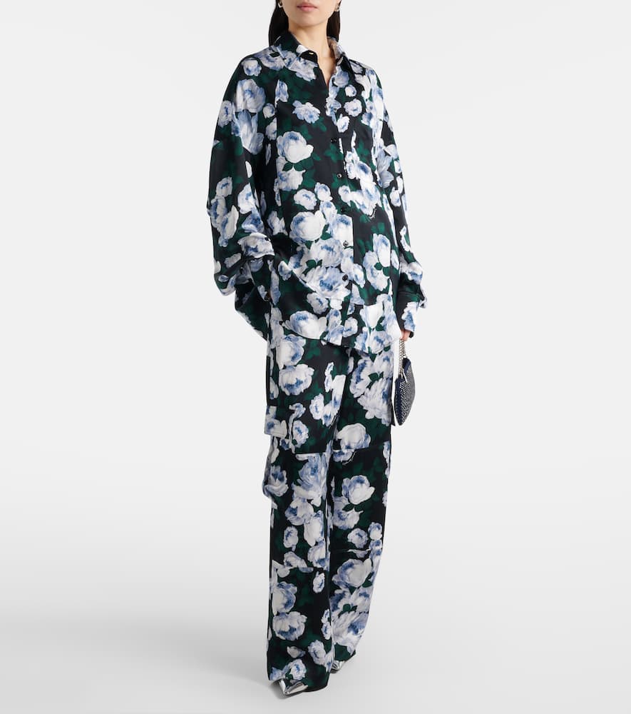 Printed satin pajama pants