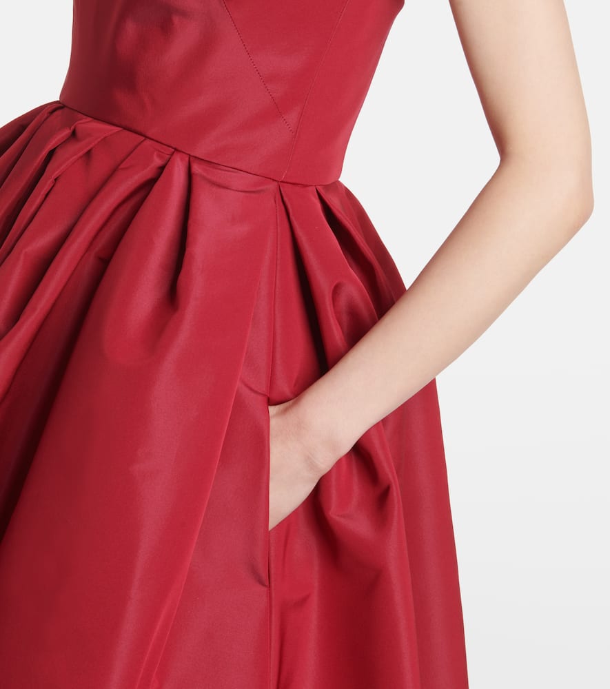 Strapless belted silk cocktail dress