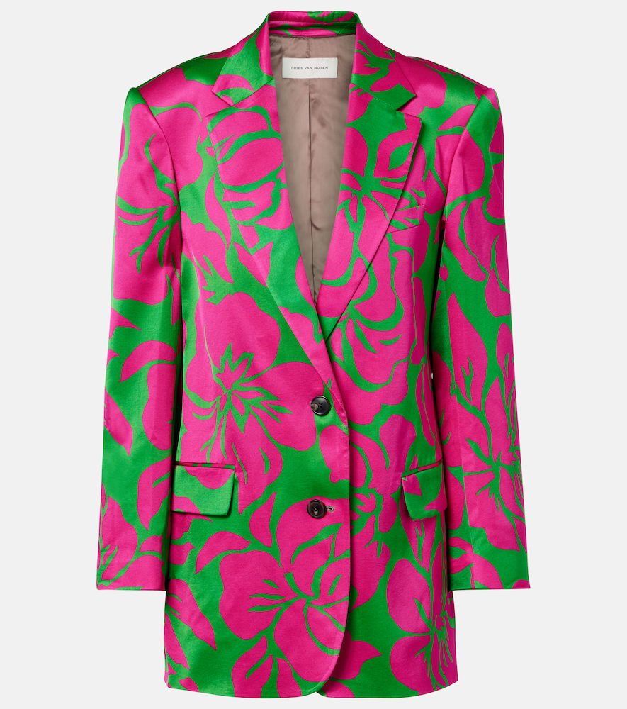 Floral satin blazer