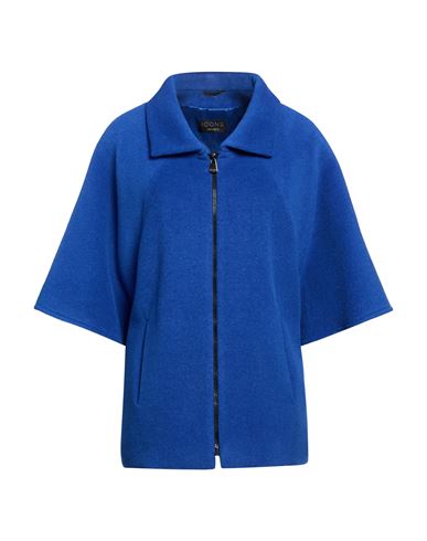 Icons Woman Coat Blue Size 14 Alpaca wool, Virgin Wool, Polyamide