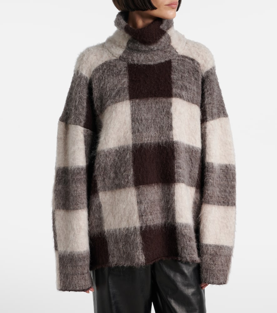 Kai checked alpaca-blend turtleneck sweater