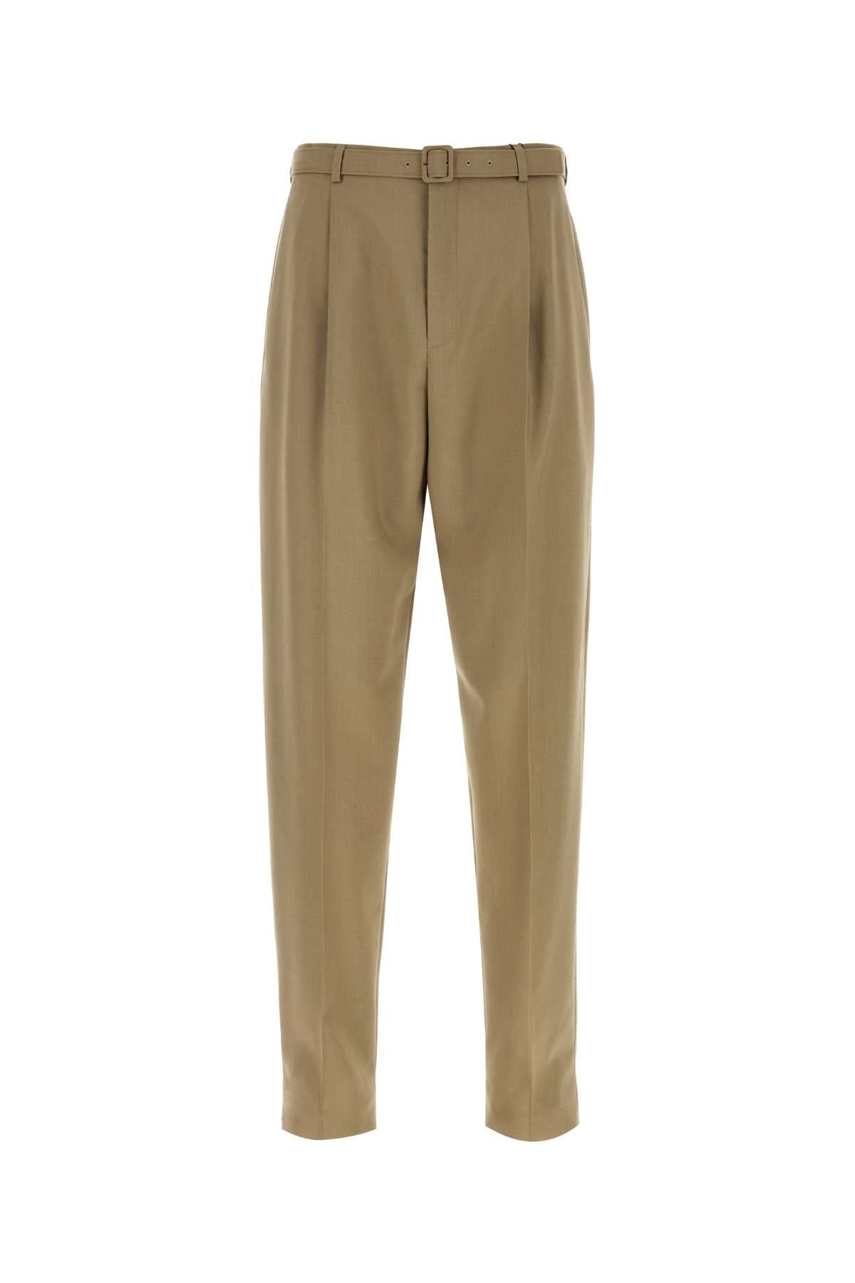 Wool-Mohair Trousers — Beige