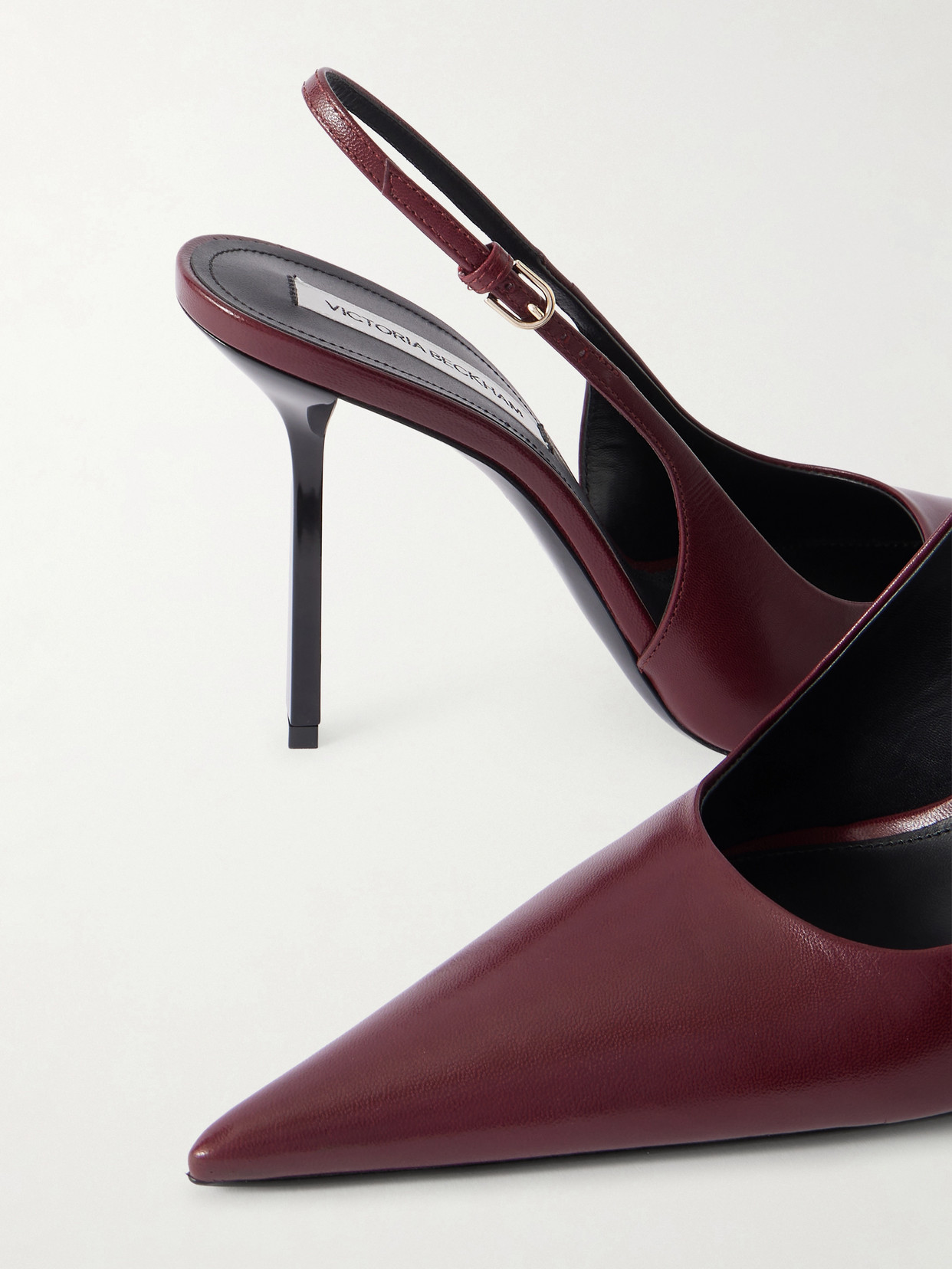 Victoria Leather Slingback Pumps - Burgundy