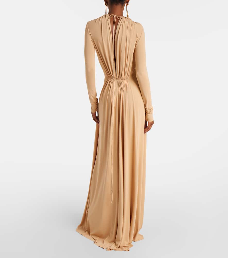 Asymmetric draped gown