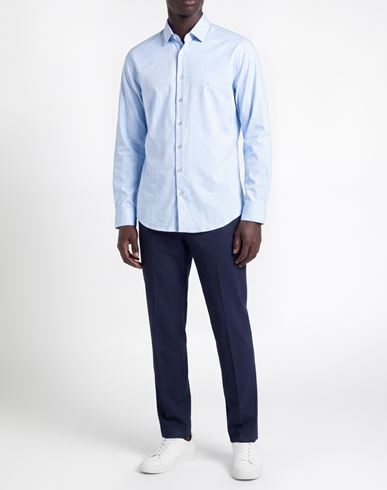 Man Shirt Sky blue Size 15 Cotton, Elastane