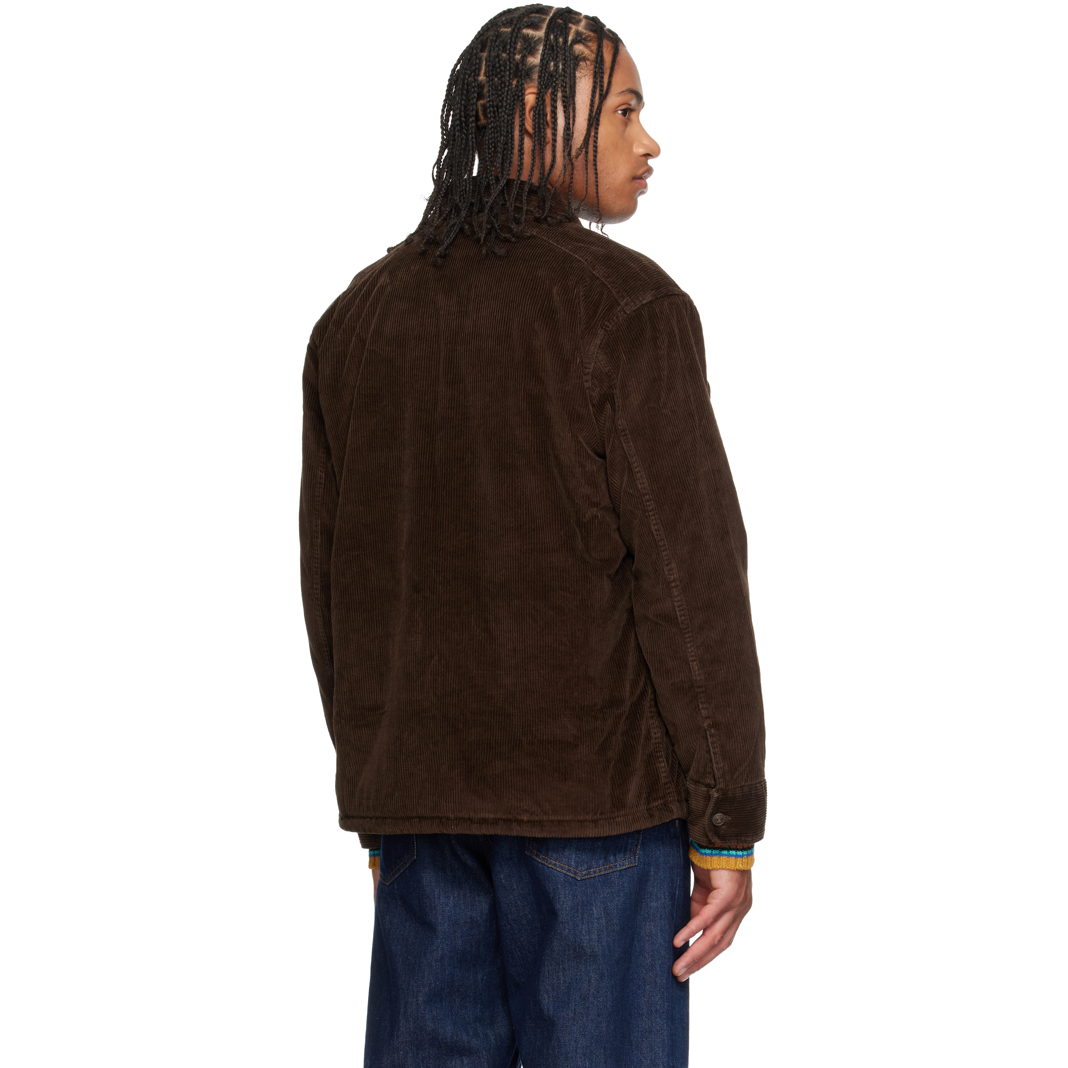 Brown Fleece-Lined Corduroy Over Shirt