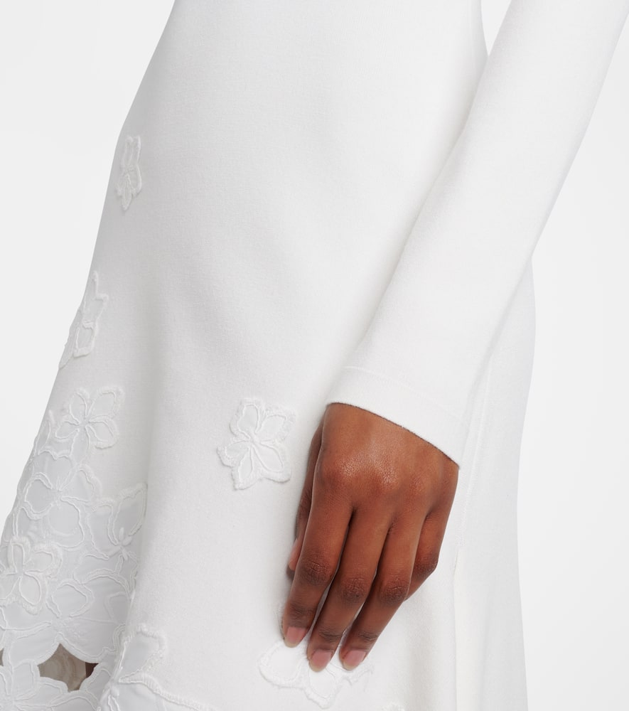 Lace-trimmed asymmetric midi dress