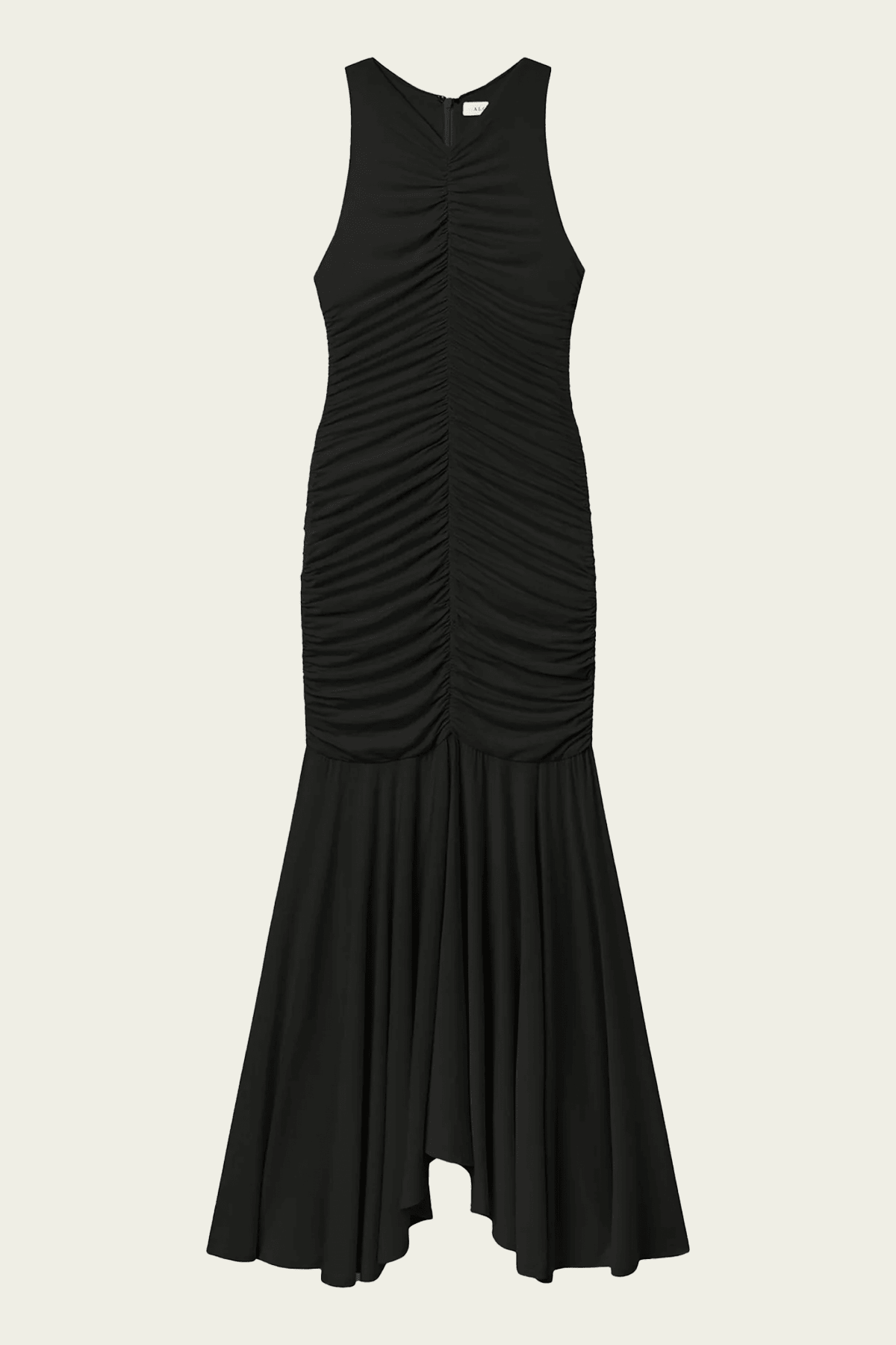 Ayla Ruched Knit Midi Dress in Black