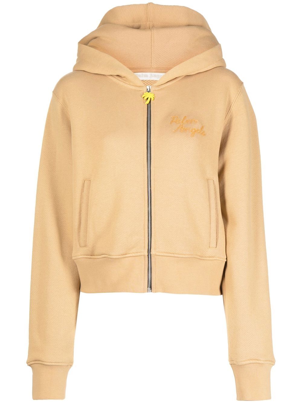 Embroidered-logo zip-up hoodie - Neutrals