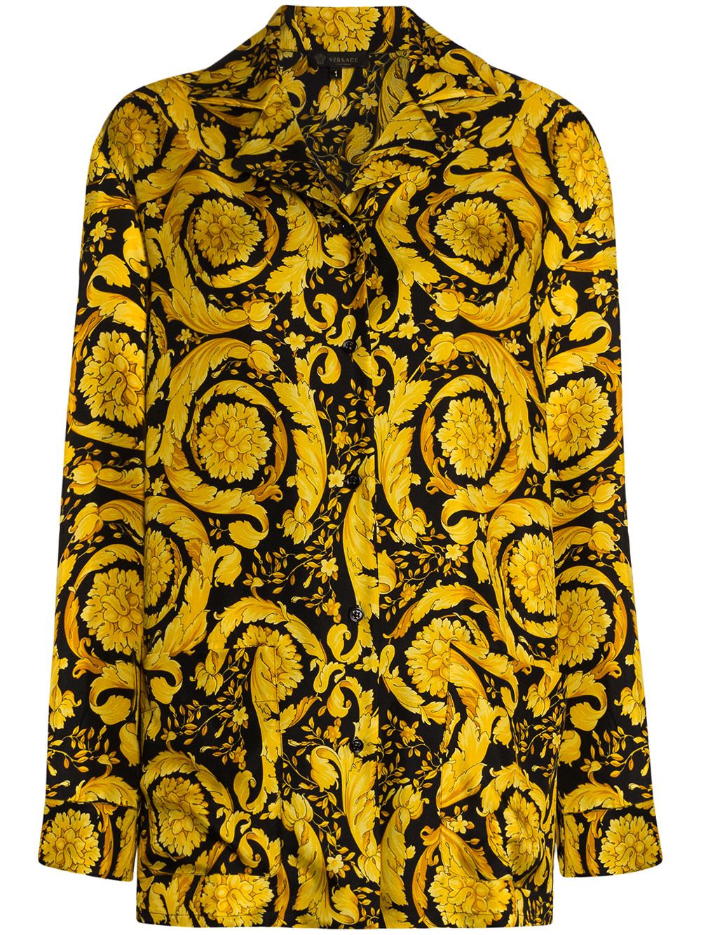 Baroque-print pajama shirt - Black